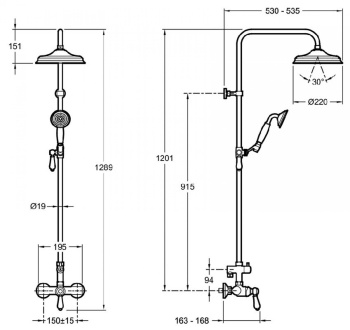Душевая стойка Jacob Delafon Louise E24368-CP, хром