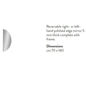 Зеркало Antonio Lupi Spicchio 140х70х0,5, полукруг, на раме, с блестящей кромкой А0002471589