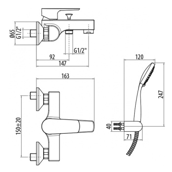 Смеситель для ванны с лейкой и шлангом Gattoni H2omix3000, хром 3000/30C0cr
