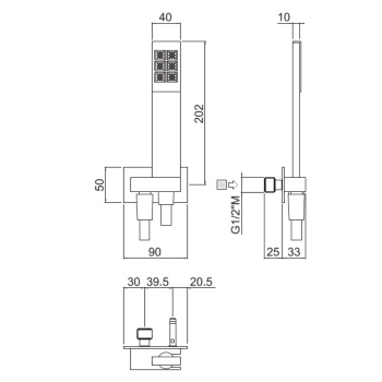Душевой комплект Carimali MyDream Select состоящий из ручного душа, держателя и шланга, хром 66710-CR