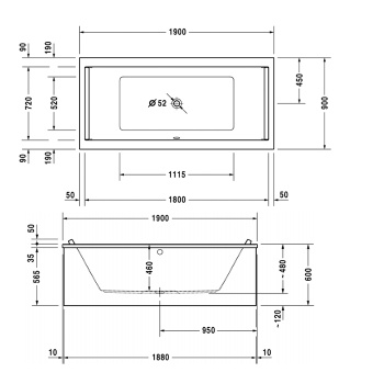 Акриловая ванна Duravit Starck Bathtubs 190x90 700340000000000