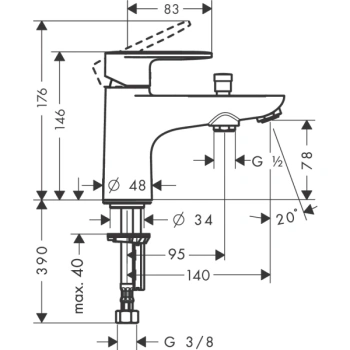 Смеситель на борт ванны Hansgrohe Vernis Blend 71444000, хром