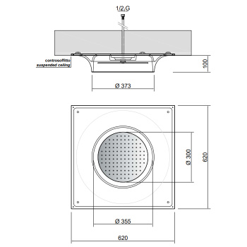 Встраиваемый верхний душ Antonio Lupi Meteo 62х62, нержавеющая сталь/белый А0002423703