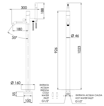 Смеситель для ванны Daniel Trilogy TG678DP золото брашированное