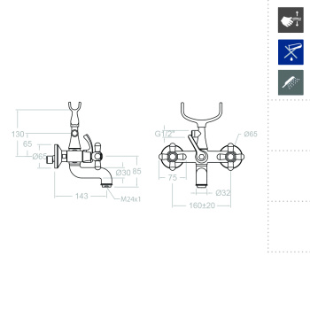Смеситель для ванны Ramonsoler Gaudi с душевым комплектом 3105CG