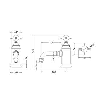Смеситель для раковины Burlington ARC12 никель
