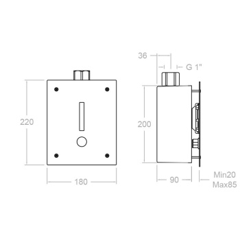 Смыв для унитаза Ramonsoler Soltronic сенсорный встраиваемый c кнопкой смыва с трансформатором wc 8124TB