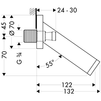 Axor Starck Излив для ванны, вынос излива 122 мм, 3/4 G, цвет: хром 10410000