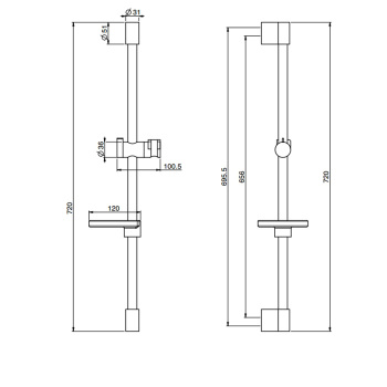 Душевая штанга Fima Carlo Frattini Saliscendi с мыльницей и держателем ручного душа, чёрный матовый F2679/1NS