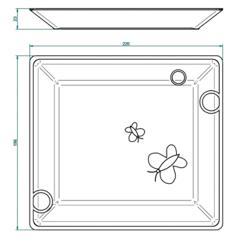 Поднос керамический THG Capucine Vert Decor Platine A7E-A02-4614 белый