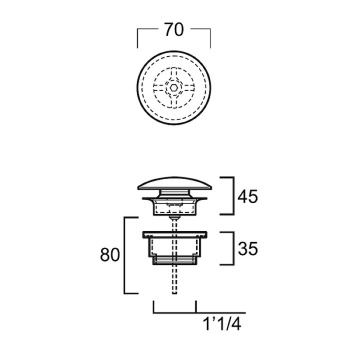Донный клапан для раковины Simas PLCE bi matt белый