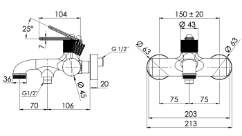 Смеситель для ванны Daniel Brooklyn BY610XV сталь