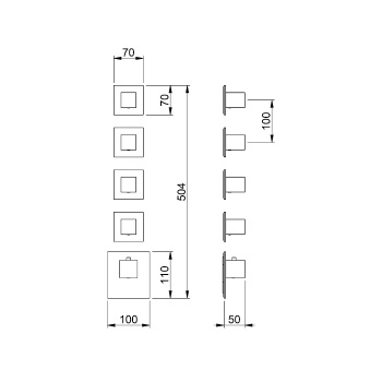 Внешняя часть термостатического смесителя Almar с 4-мя запорными вентилями, латунь брашированная pvd E180024.HB