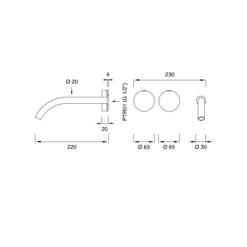 Смеситель для ванны CЕА Design Giotto GIO 42 S сталь