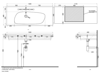 Раковина подвесная/накладная Cielo Enjoy EJLS120 PM 120 см серый