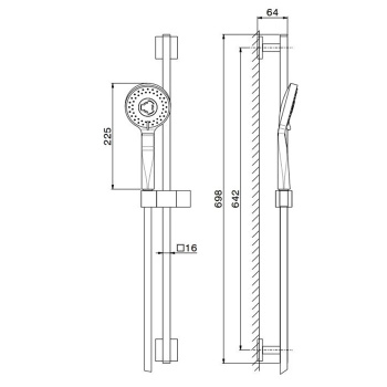 Душевая стойка FUTURA c ручной круглой лейкой и шлангом Kerama Marazzi черный матовый 851KM.01.093