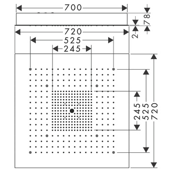 Axor ShowerHeaven Верхний душ 720 x 720 мм, потолочный монтаж, без подсветки, &frac34;, цвет: нерж.с
