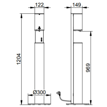 Дозатор дезинфицирующей пены Keuco Plan 14956172137 сенсорный, от сети, алюминий\черно-серый