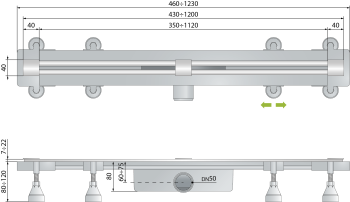 Дренажный канал OMP Tea Sumisura 983.401.8.3 120 см золото