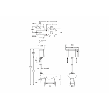 Бачок для унитаза Burlington C1 BLA черный/хром