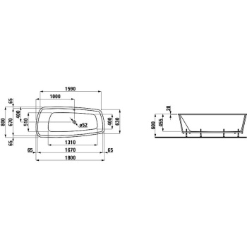 Акриловая ванна Laufen Palomba 180x80 2.4280.1.000.000.1
