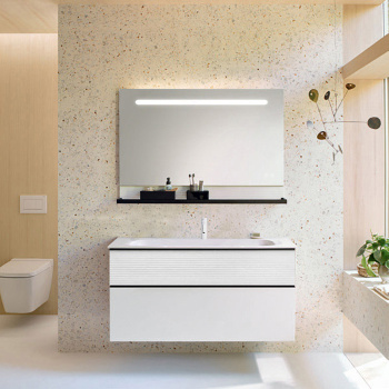 Burgbad Fiumo Комплект подвесной мебели 122х49х61см, с раковиной на 1 отв., ручки черные матовые, цв