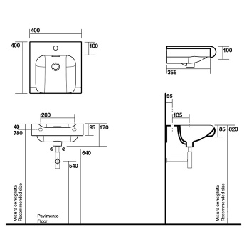 Тумба под раковину Kerasan Inka Project INKA 40, подвесная, белый глянцевый 911001