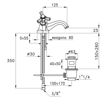 Смеситель для раковины Stella Eccelsa 3219 EC 00008 AU00 золото