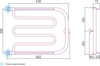 Полотенцесушитель водяной Сунержа Лира 2П 500х650 Н. Г. 1&quot; 00-0012-5065