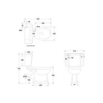 Чаша напольного унитаза Burlington Bespoke/floral P5 MEAD зеленый