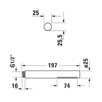 Duravit  Душ-цилиндр Хром Глянцевый 200x28x28 mm, хром
