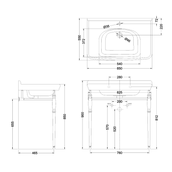Подстолье Burlington Guild GU85X77G золото