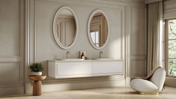 Тумба под раковину Brenta Lester 160 см подвесной глянцевый 2 ящика с дверкой (LR290.160.120.49.G)