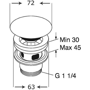 Донный клапан для раковин с переливом Villeroy&Boch 8L033401 альпийский белый