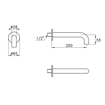 Излив Stella Sirius 200 настенный, nero matt PVD SR09009PV17