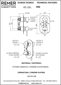 Смеситель для душа Remer X-style   хром X92