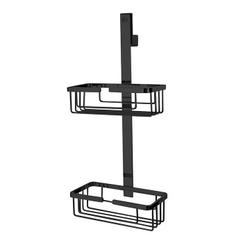 3SC APPY Полочка-корзинка двойная 25х12хh57см, подвесная на стекло, цвет: черный матовый APPY2NO