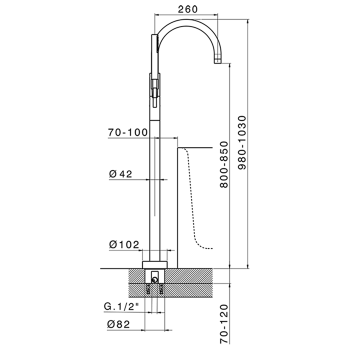 Смеситель для ванны напольный Cisal Slim однорычажный, с ручным душем и шлангом 1500 мм., внешняя часть, хром (см. аналог LN01420021) SM01420021