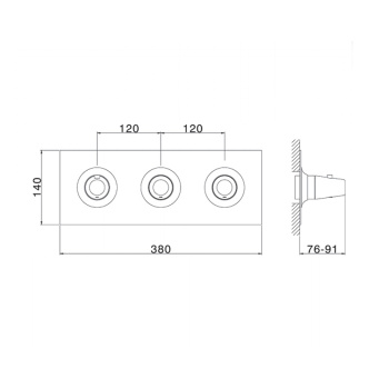 Смеситель термостатический горизонтальный встраиваемый для душа Cisal Vita 2-х функциональный (без встраиваемой части ZA01R200), хром VI01R20021
