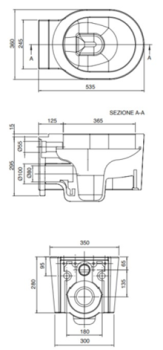 Унитаз подвесной Scarabeo Bucket 535 360 8812 10050 Scarabeo Bucket 8814 B