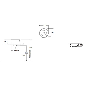 Раковина чаша Azzurra Forma 35х35х14, без отв под смеситель, белый FMLA035140C0BI*0