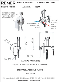 Смеситель с гигиеническим душем Remer Infinity сталь I65WXV