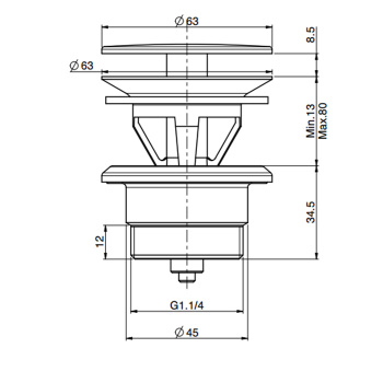 Донный клапан Fima Carlo Frattini Sottolavabo незапираемый, чёрный матовый F2678NS