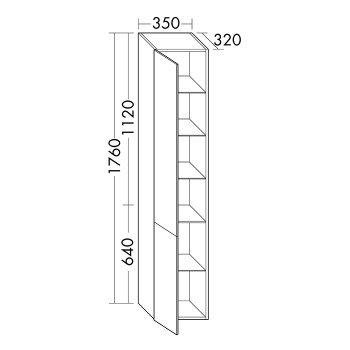 Burgbad Yumo Шкаф подвесной 35x32x176 см, цвет: серый HSKE035LF3194