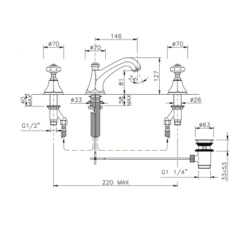 Смеситель для раковины Nicolazzi Teide на 3 отв 1908CR15