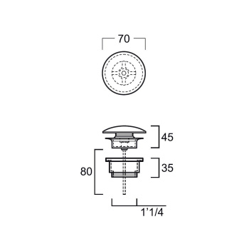 Донный клапан для раковины Simas PLCE cemento matt серый