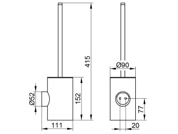 Ершик для унитаза Keuco Reva 12864379000 с хрустальной колбой, черный матовый