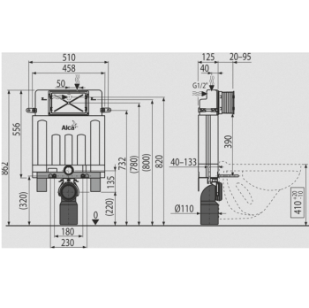 Инсталляция для унитаза AlcaPlast Alcamodul AM100/850