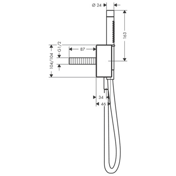 Axor Edge Душевой гарнитур: ручной душ с держателем и шлангом, цвет: черный 46520330
