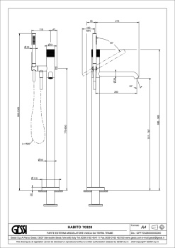 Смеситель для ванны Gessi 70328.149 Finox Brushed Nickel
